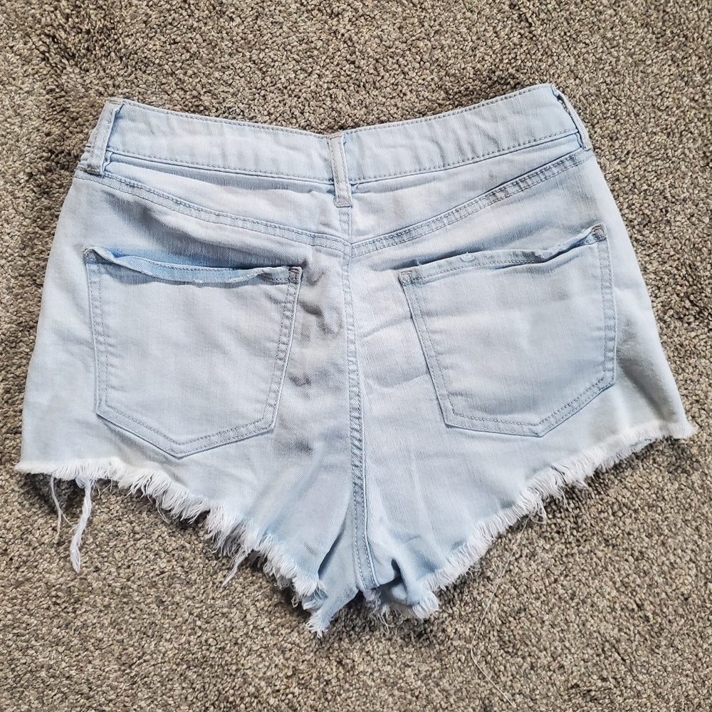 EUC high rise waisted distressed fray hem short - Picture 2 of 5